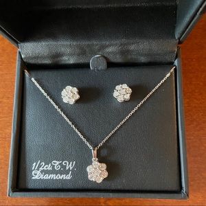 Flower diamond jewelry set